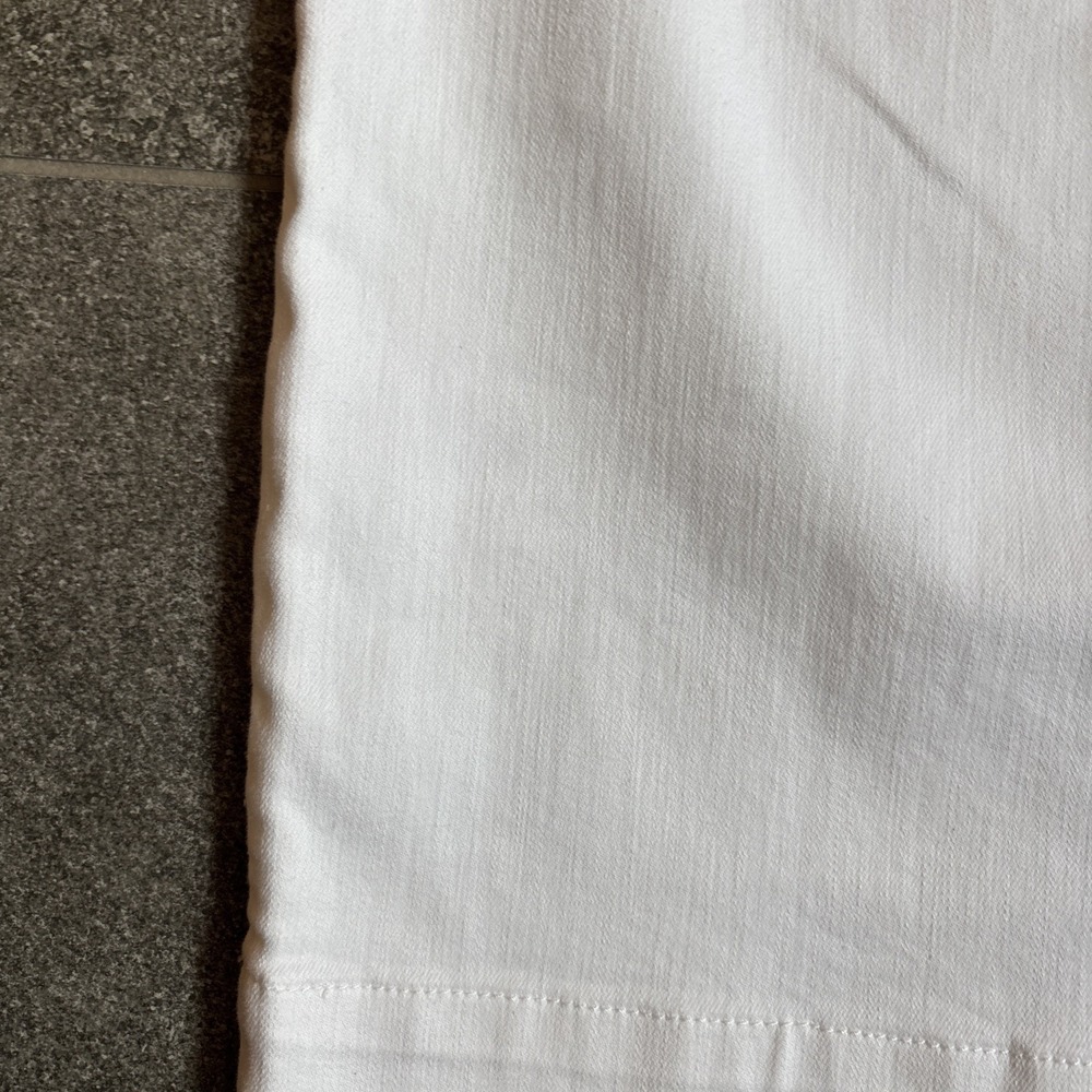 Talbots Size 10 White Denim Skirt 5 Pocket 3/4 Length Cotton Blend Front Slit - Picture 15 of 16